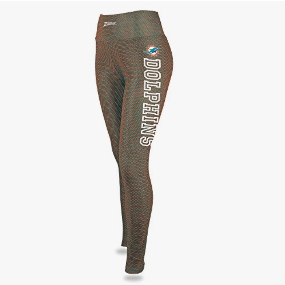 Zubaz NFL Miami Dolphins  Team Color Elevated Leggings With Dot Accents 🐬💚🧡